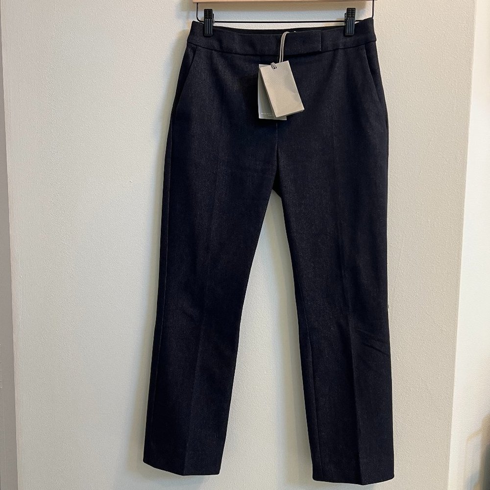 Max Mara Cropped Straight Leg Jeans Dark Blue Denim Trousers — US 4 NWT